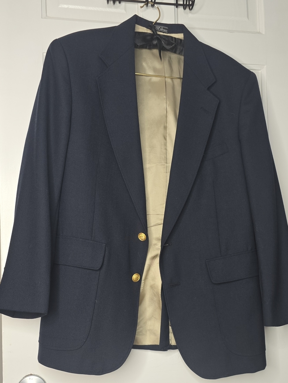 Men's Navy Blazer with Gold Buttons - Classic Tailored Sport Coat